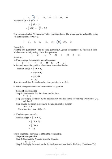 Grade 10 Mathematics Module: Measures of Position of Ungrouped Data.